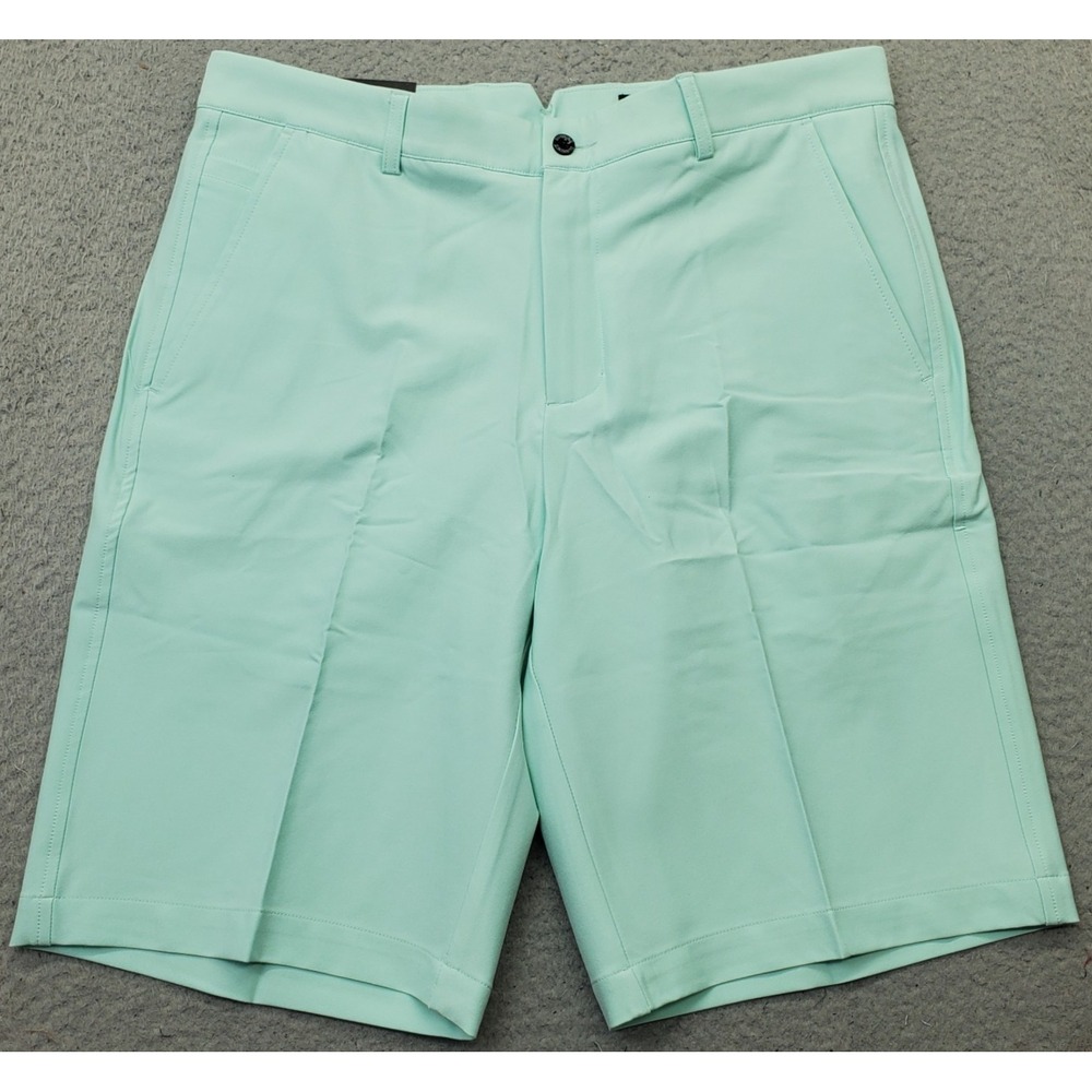 Dunning Golf Shorts Men 32 Green Player Fit Woven Performance Stretch Flat Front